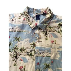 Vintage Gap Shirt Mens XXL Sailboat Island 90s Canoe Hawaiian Camp Short Sleeve
